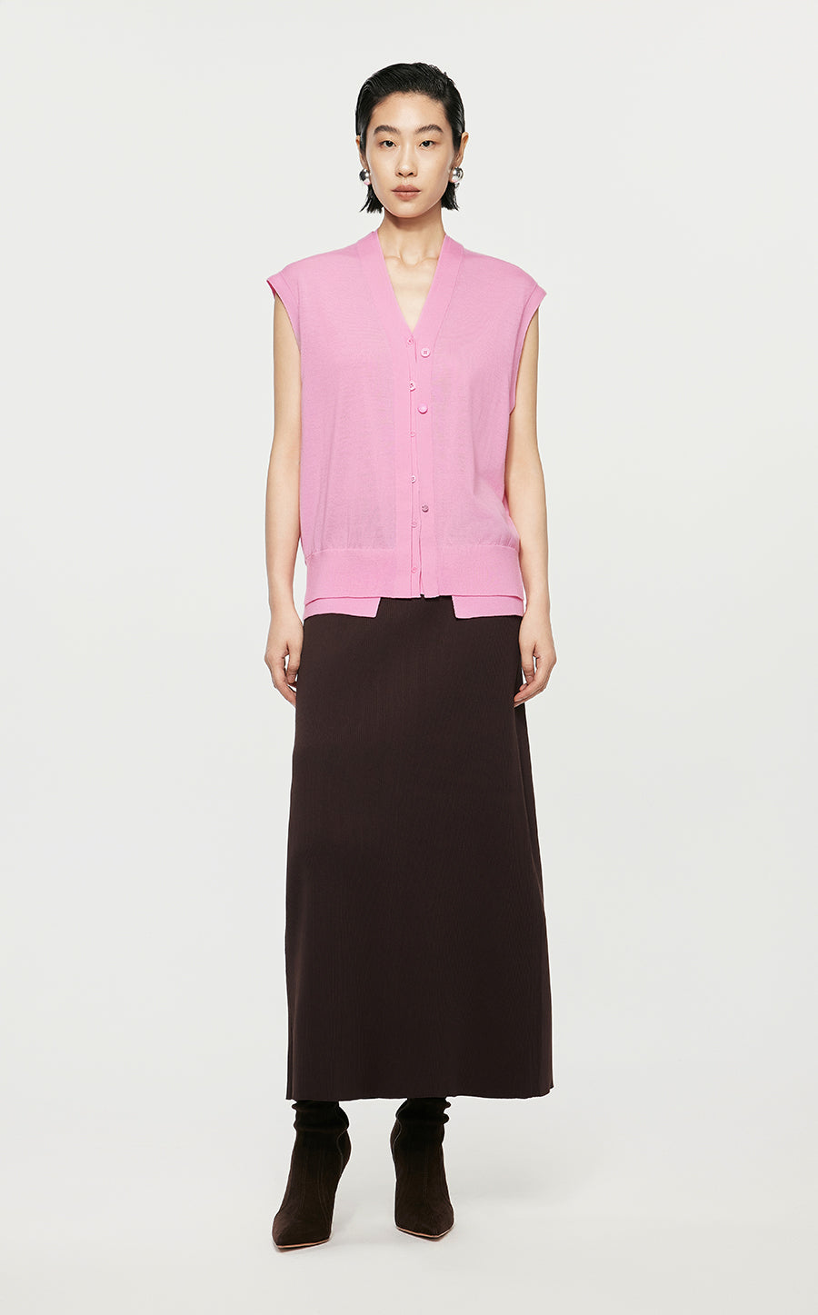 Vest/JNBY Collarless Thin Knit Vest Pink