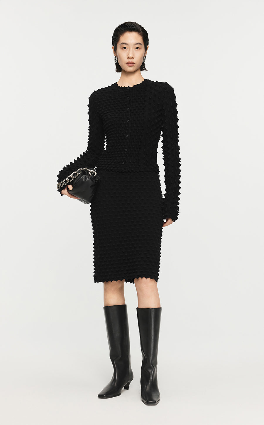 Sweater/JNBY Woolen Pullover knitted Long-sleeved Sweater Black