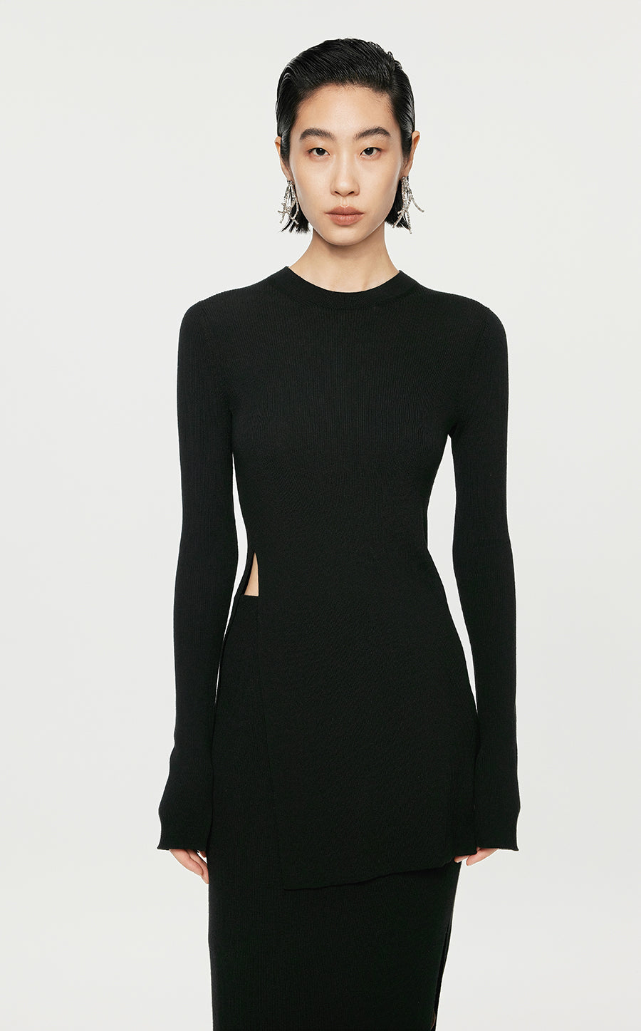 Sweater/JNBY Fitted Long-sleeved Sweater Black