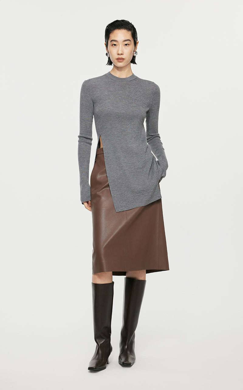 Sweater/JNBY Fitted Long-sleeved Sweater Grey