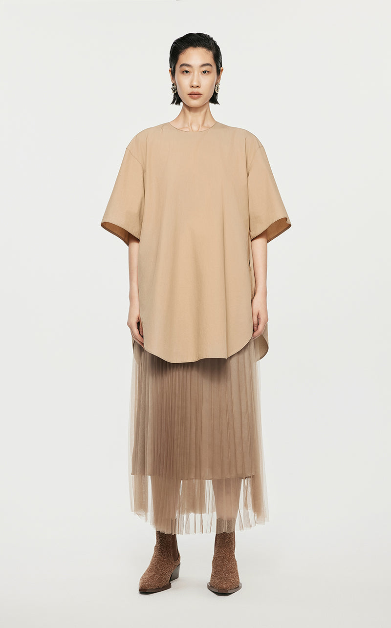 Skirt/JNBY A-line Ruffled Calf-length Skirt NavajoWhite2