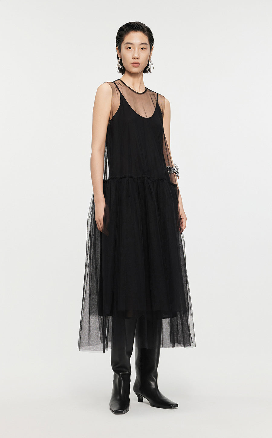 Dresses / JNBY A-line Mesh Above-the-knee Sleeveless Dresses