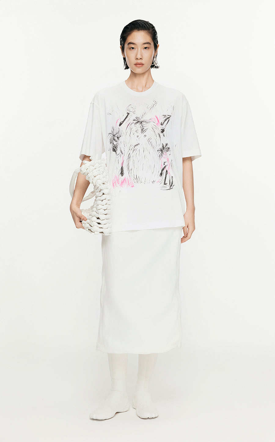 T-Shirt/JNBY Loose Fitting Micro Elastic Short-sleeved T-Shirt White