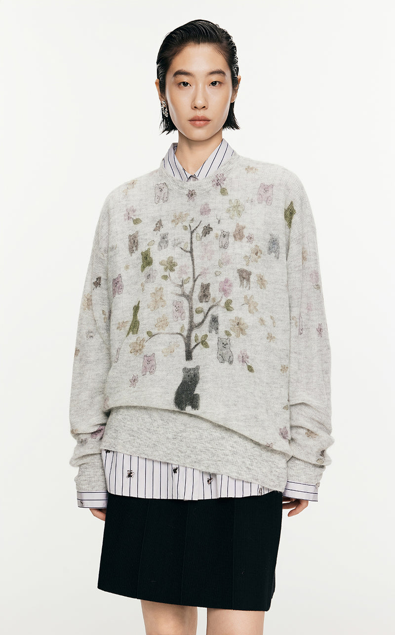 Sweater/JNBY Printed Long-sleeved Pullover Sweater