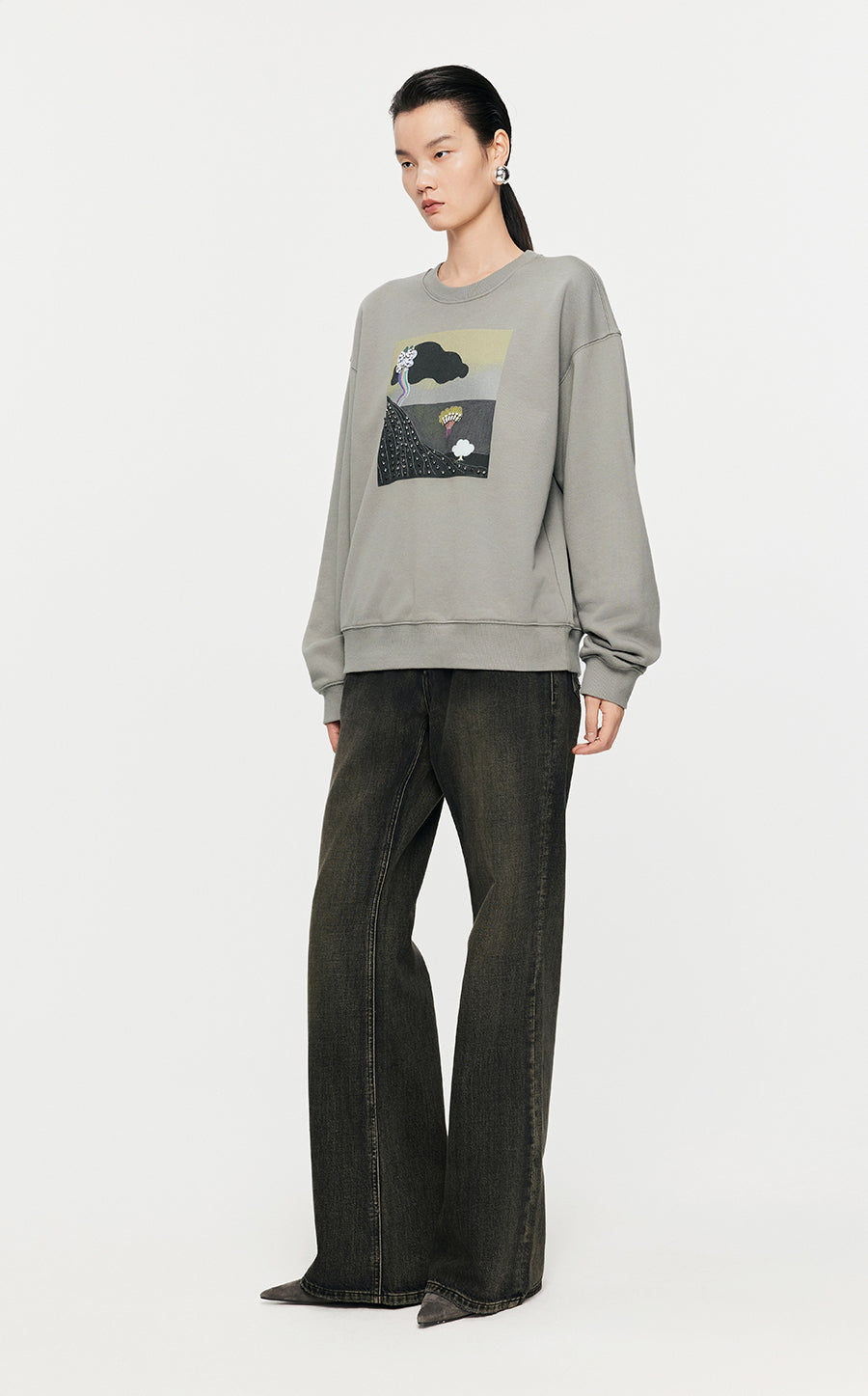 Sweatshirt / JNBY Loose Fitting Micro Elastic sweatshirt