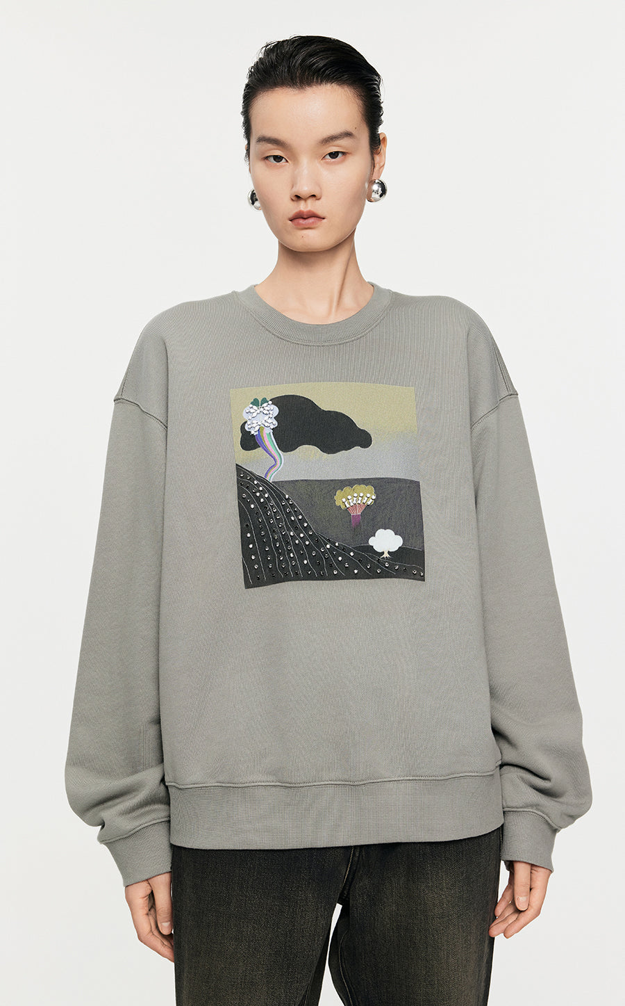Sweatshirt / JNBY Loose Fitting Micro Elastic sweatshirt