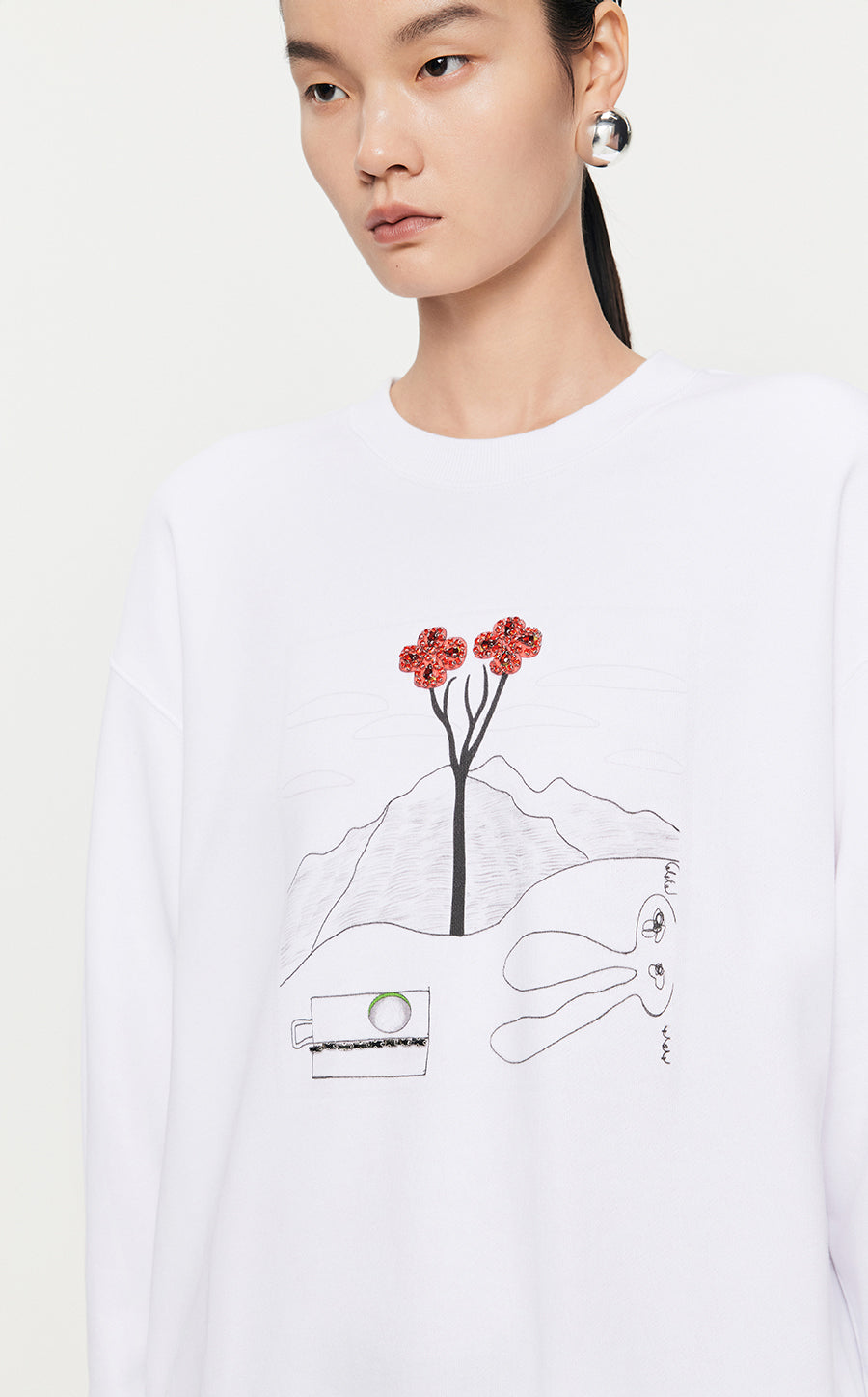 Sweatshirt / JNBY Loose Fitting Micro Elastic sweatshirt
