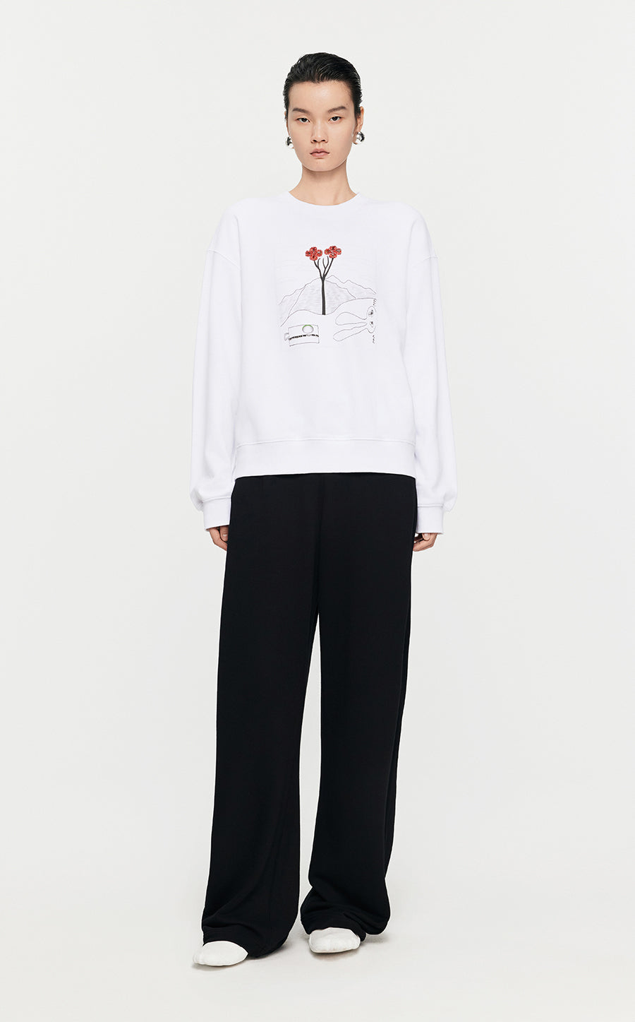Sweatshirt / JNBY Loose Fitting Micro Elastic sweatshirt White