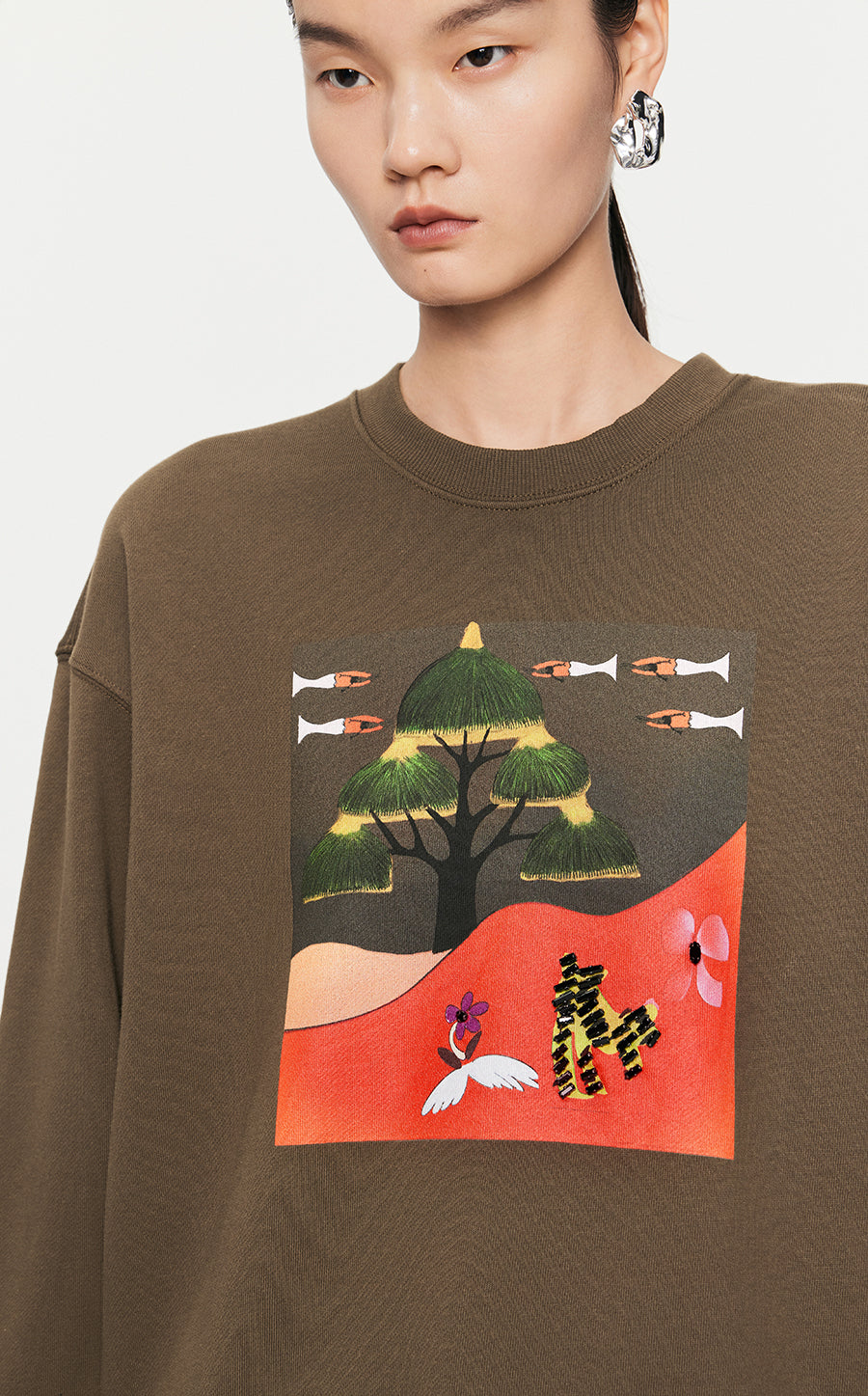 Sweatshirt / JNBY Loose Fitting Micro Elastic sweatshirt