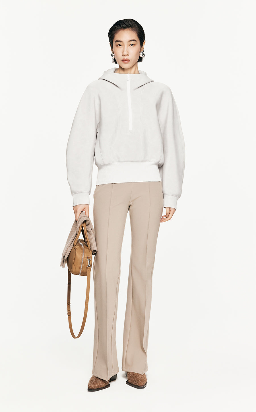 Hoodies/JNBY Loose Fitting Long-sleeved Hoodies White