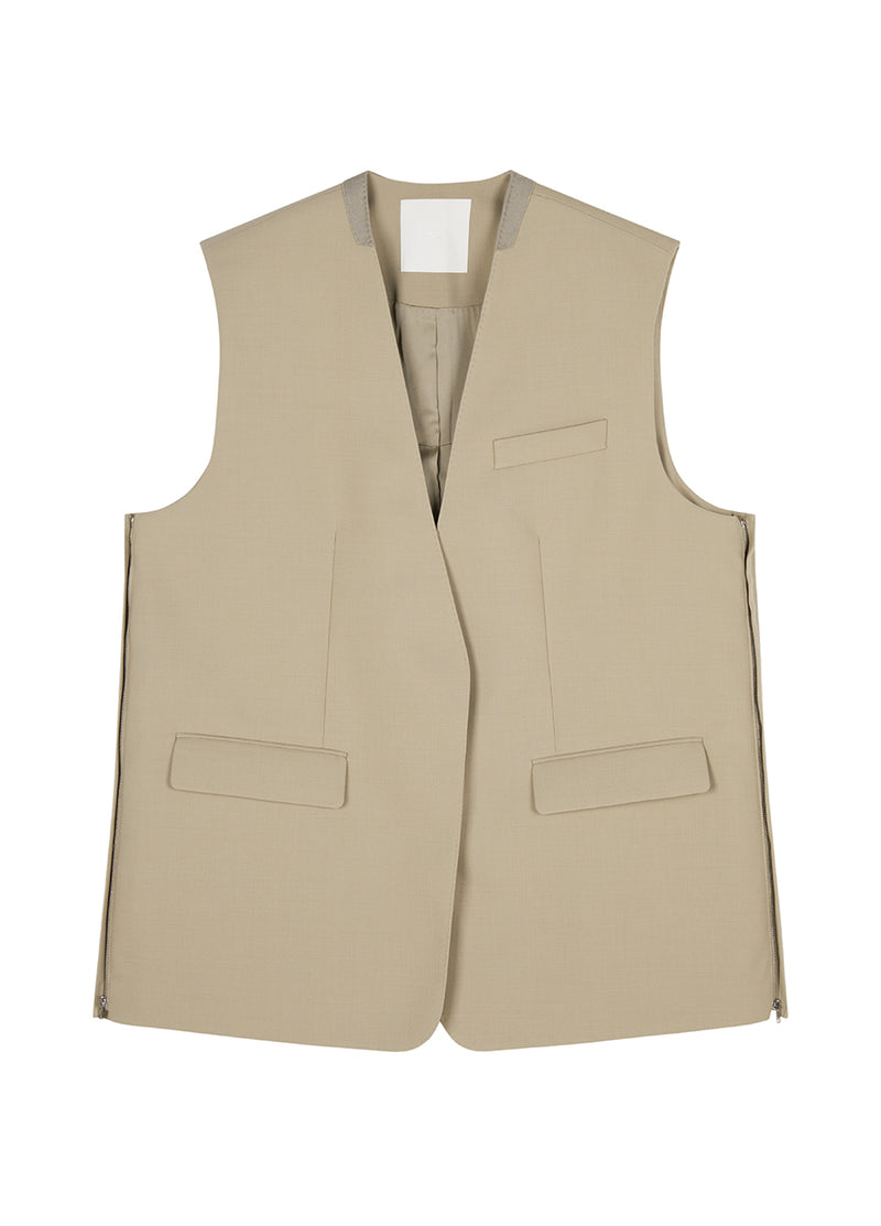 Vest/JNBY V-neck H-shaped Loose Fitting Midi Vest