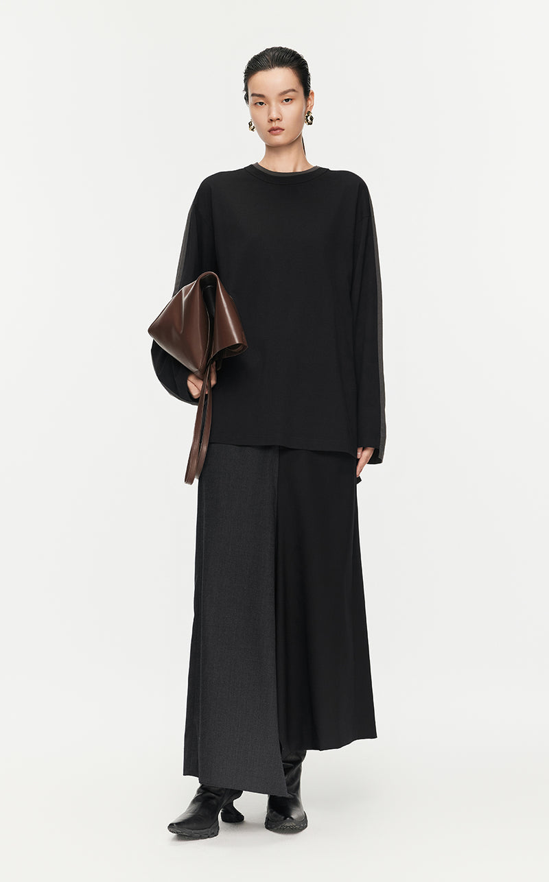 Skirt/JNBY A-line Loose Fitting Calf-length Skirt Black