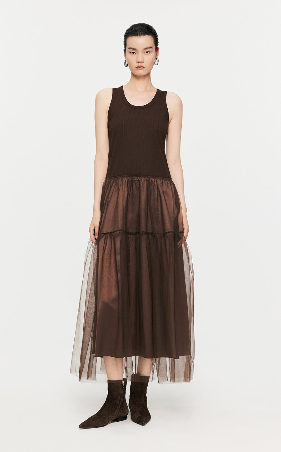 Dresses/JNBY Calf-length Sleeveless Dresses Brown