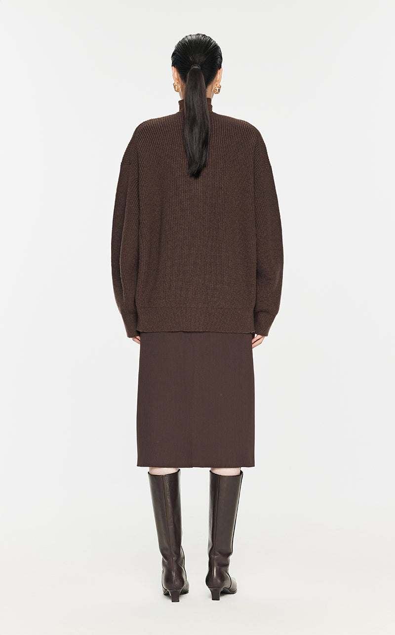Sweater / JNBY Wool-blend Collarless Cardigan