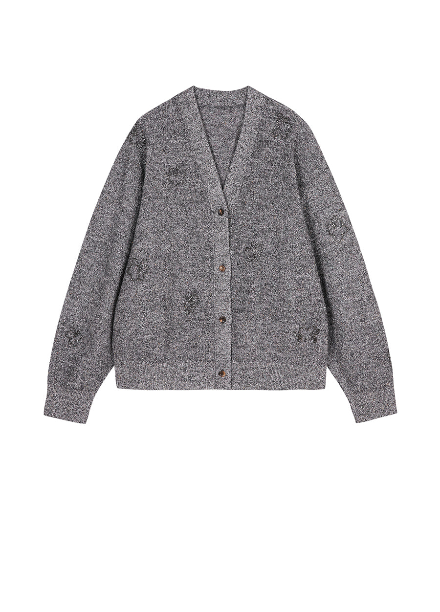 Sweater / JNBY Butterfly-embellished Mid-length Cardigan