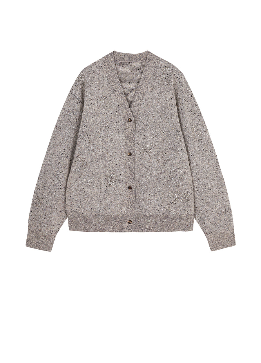 Sweater / JNBY Butterfly-embellished Mid-length Cardigan