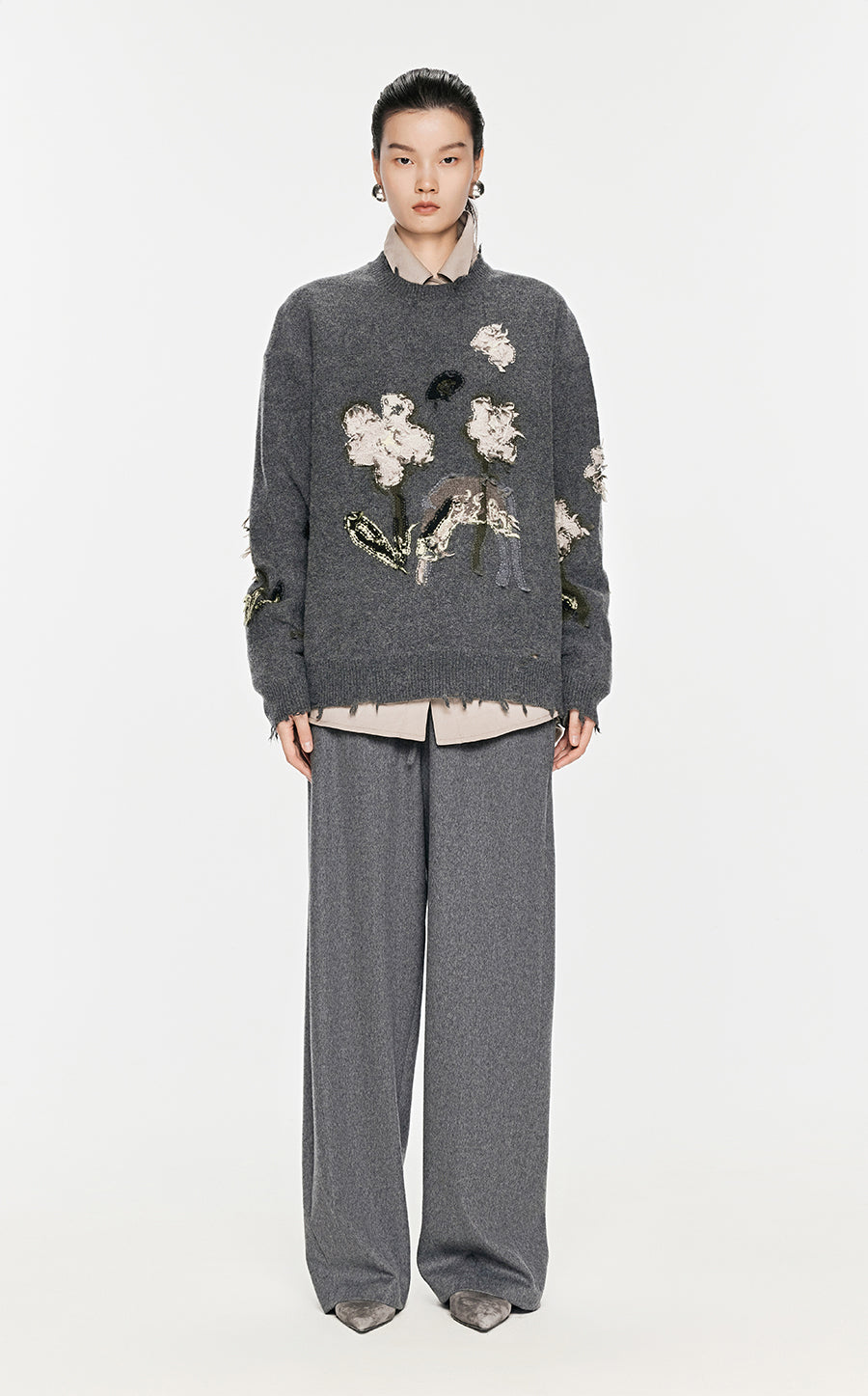 Sweater / JNBY Floral-pattern Oversize Jumper Darkgray