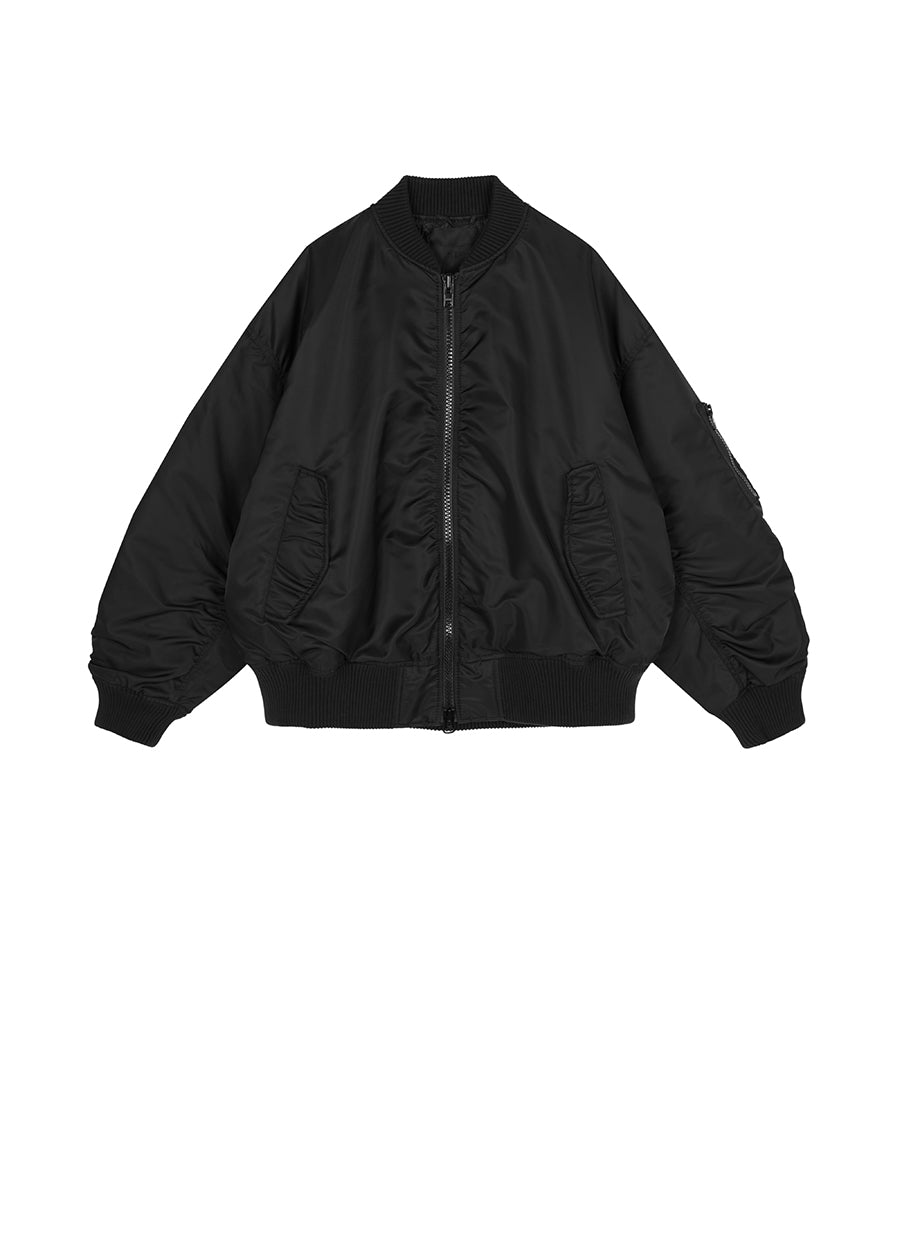 Coat / JNBY Baseball-collar Zip-up Down Coat Black