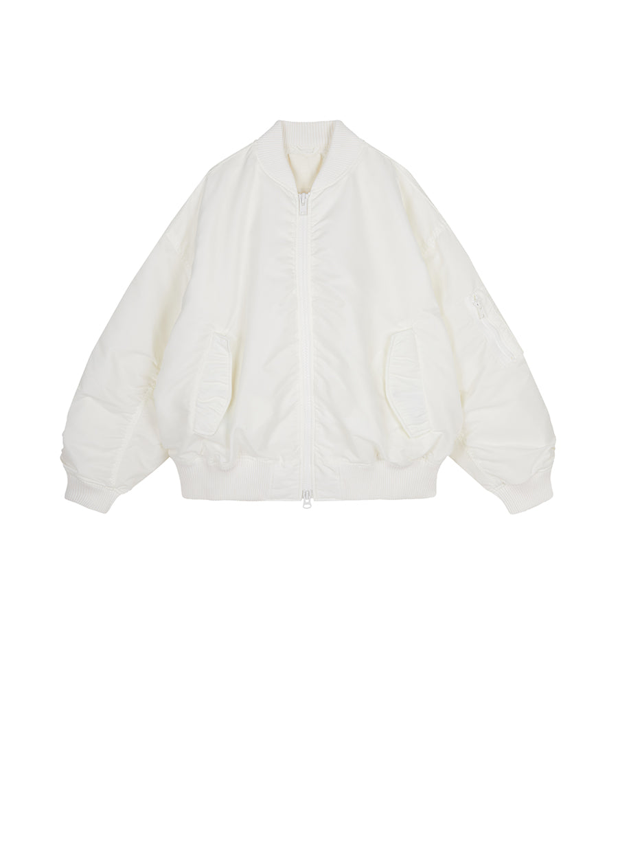 Coat / JNBY Baseball-collar Zip-up Down Coat White