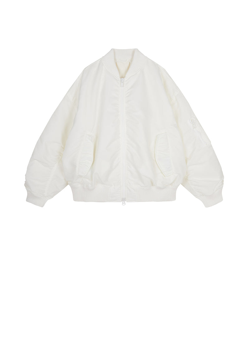 Coat / JNBY Baseball-collar Zip-up Down Coat White