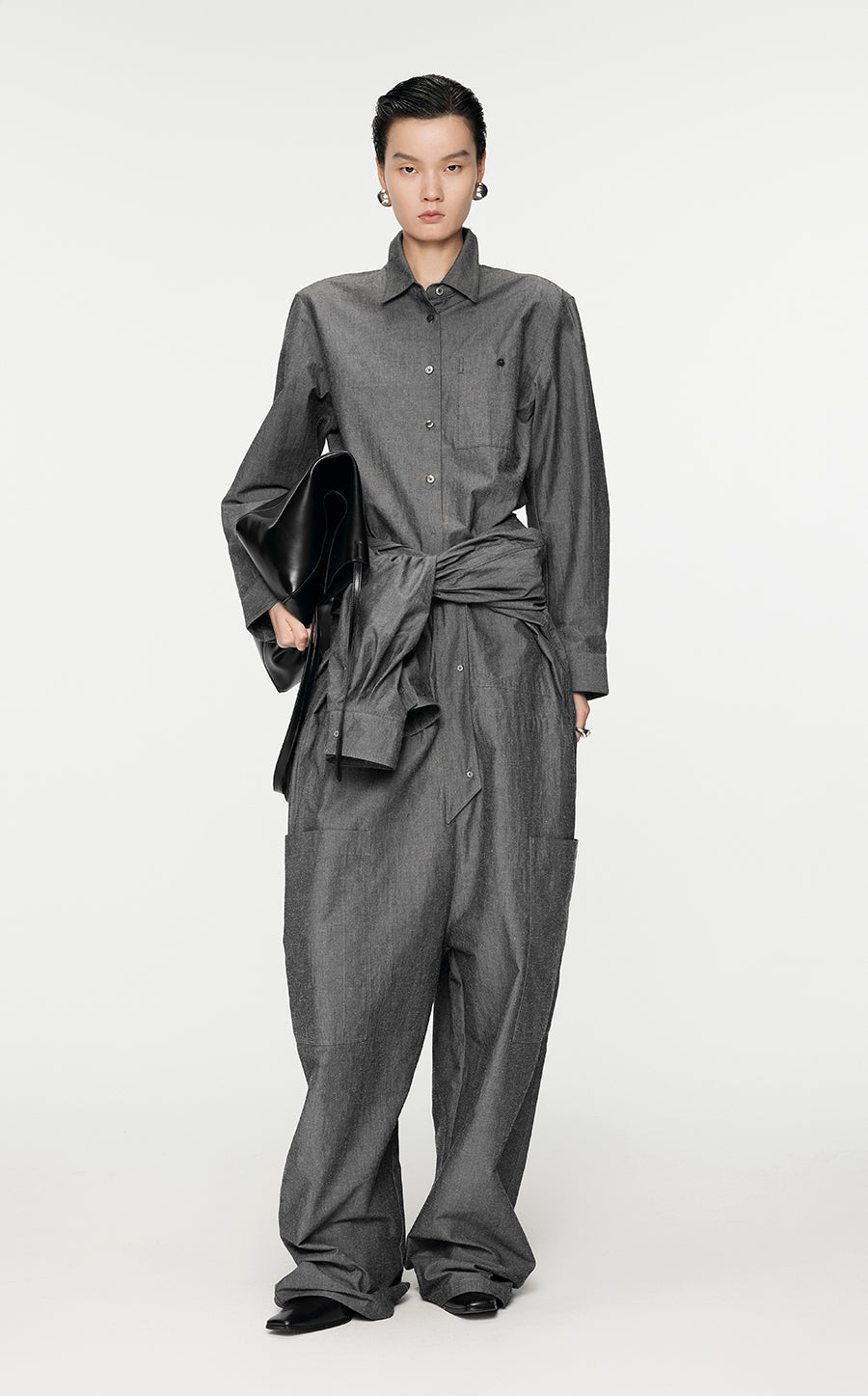 Shirt / JNBY Cotton-Blend Eco-Friendly Long-Sleeved Shirt Black