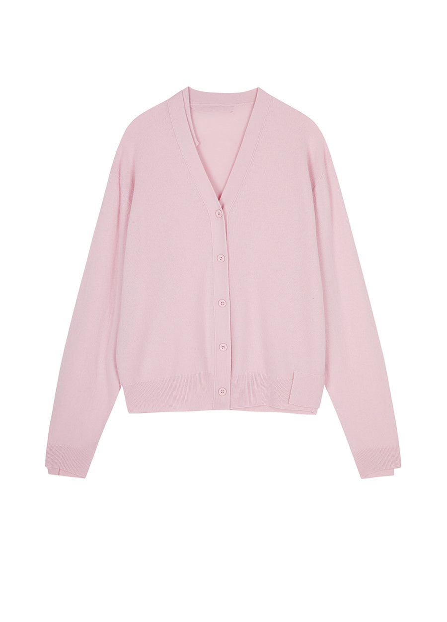 Sweater / JNBY Loose-Fit Wool-yak hair Short Cardigan Pink