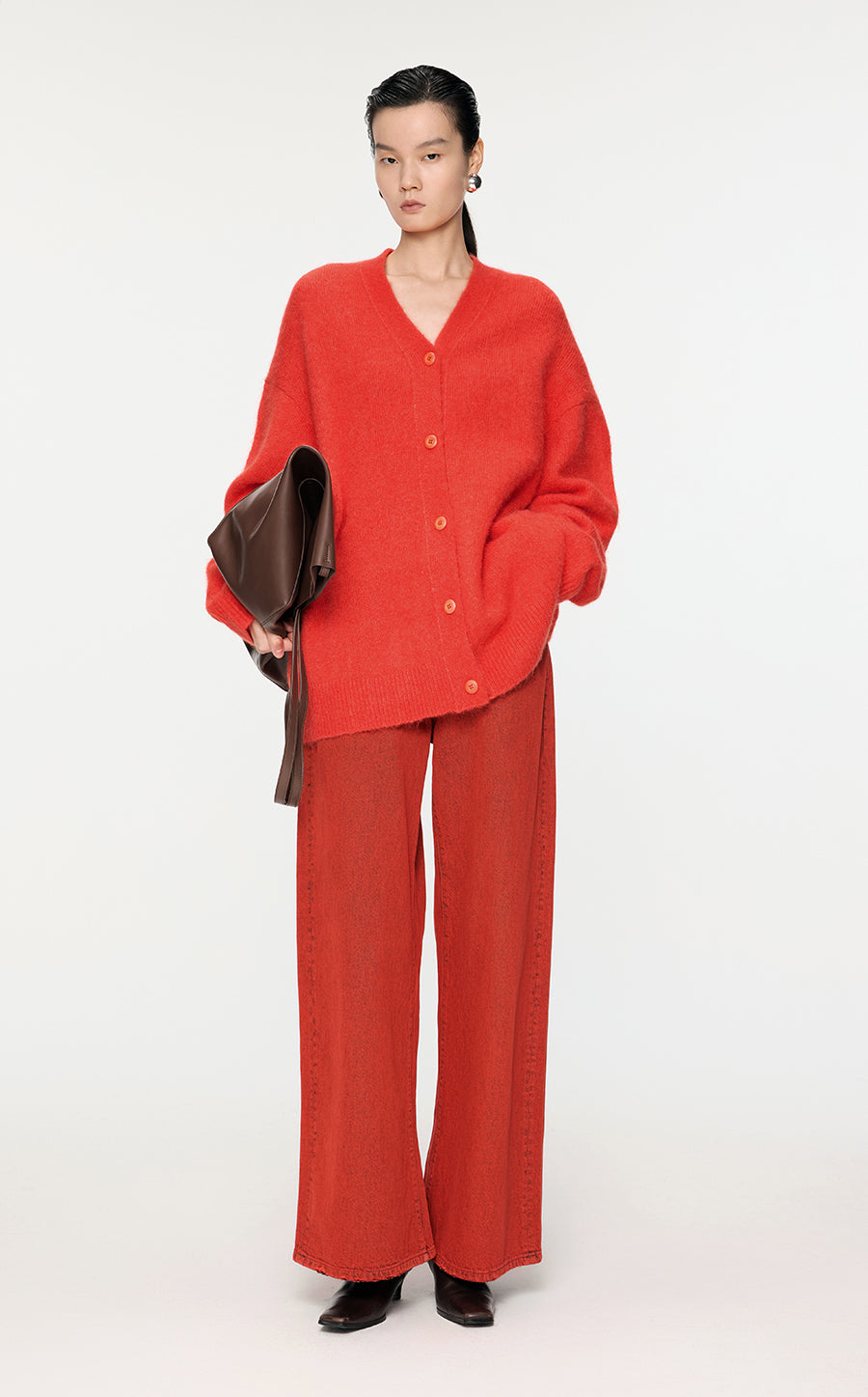 Sweater / JNBY Oversize Alpaca-Mohair Cardigan Red