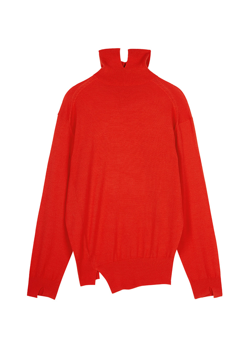 Sweater / JNBY Fine Knit High Neck Irregular Sweater