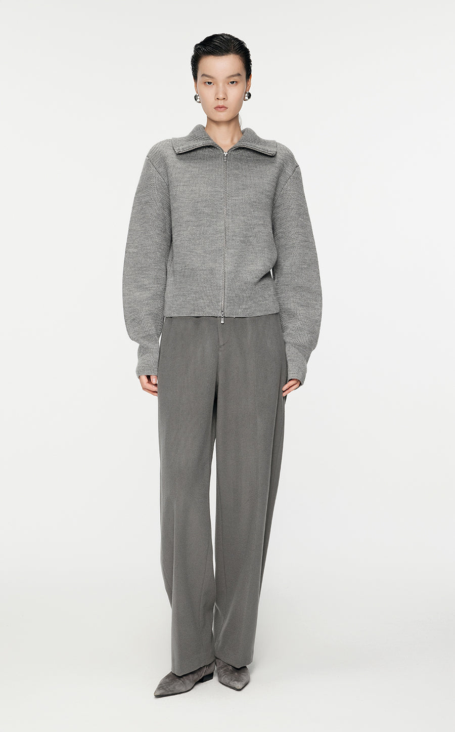 Sweater / JNBY Wool Cardigan With Zipper Grey