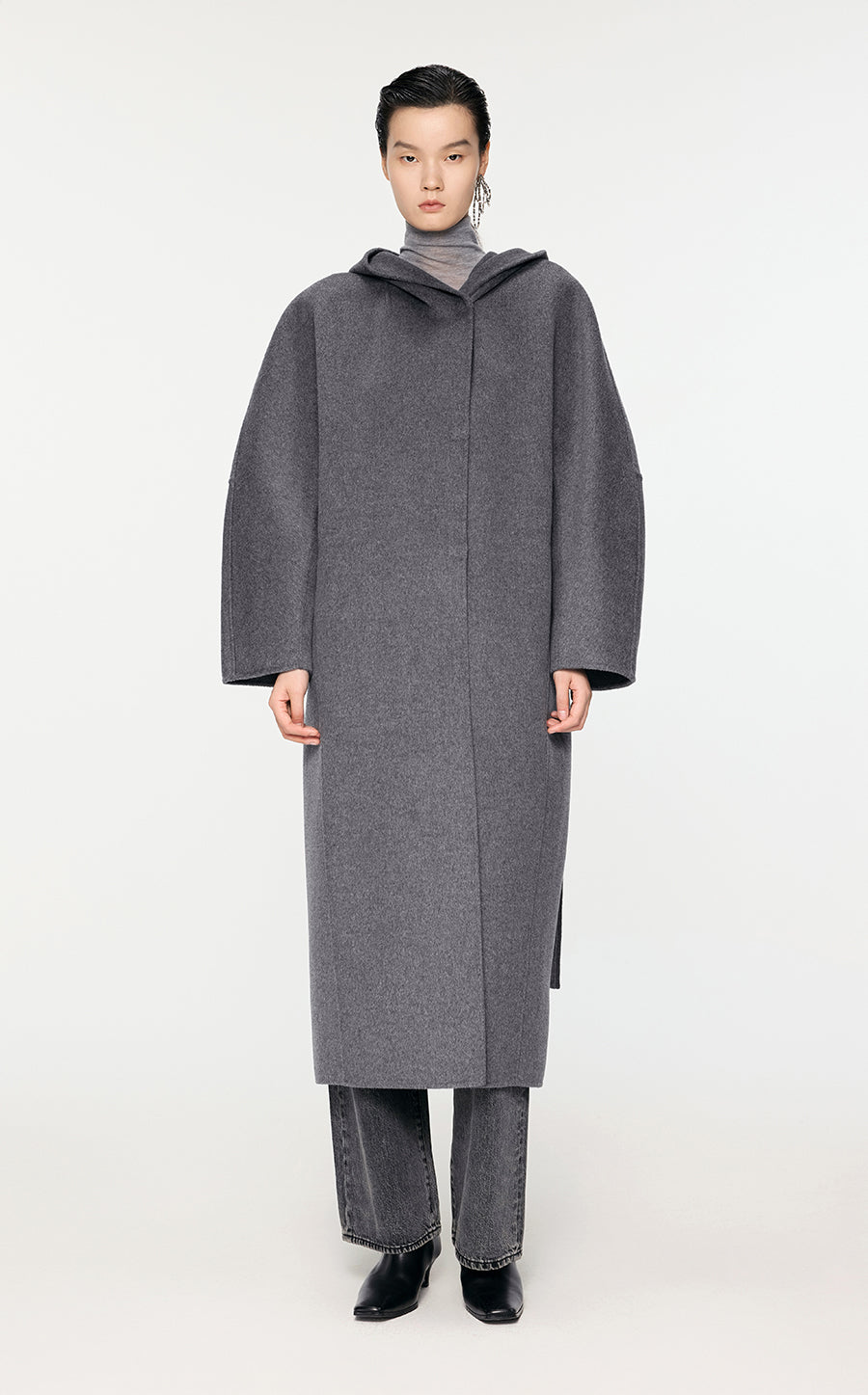 Coat / JNBY T-Shape Long Wool Coat Grey