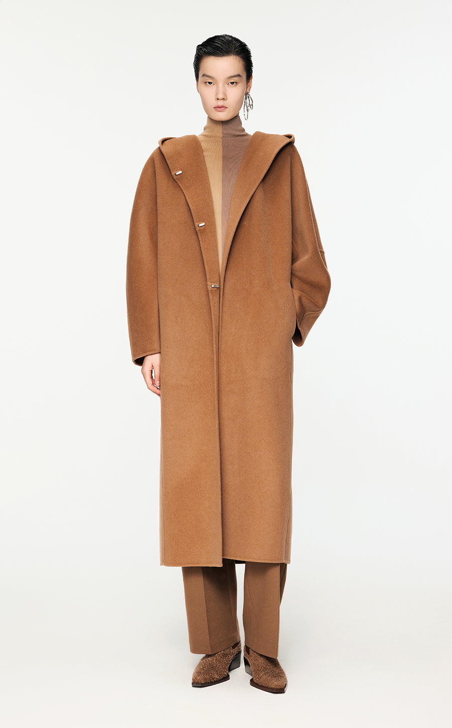 Coat / JNBY T-Shape Long Wool Coat Khaki