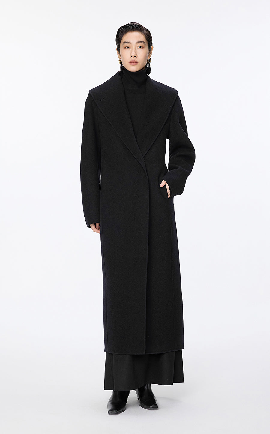 Coat / JNBY Tailored Wool Ultra-Long Coat Black