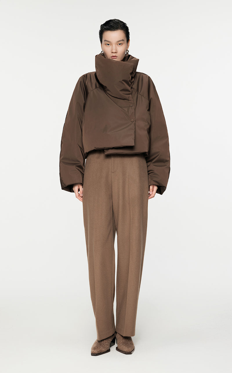 Coat / JNBY Luxe Satin Down Puffer Brown