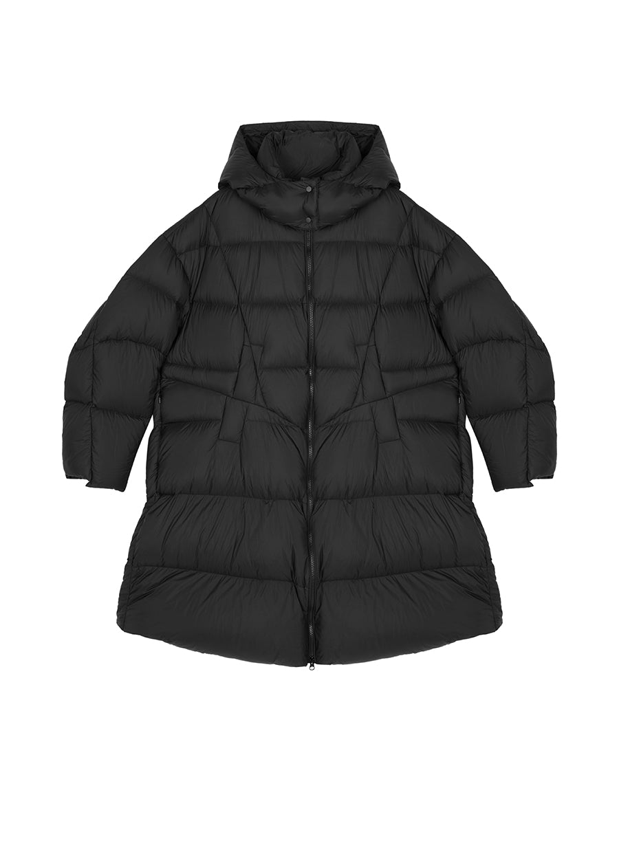 Downcoat / JNBY Irregular Mid-Length Hooded Down Coat