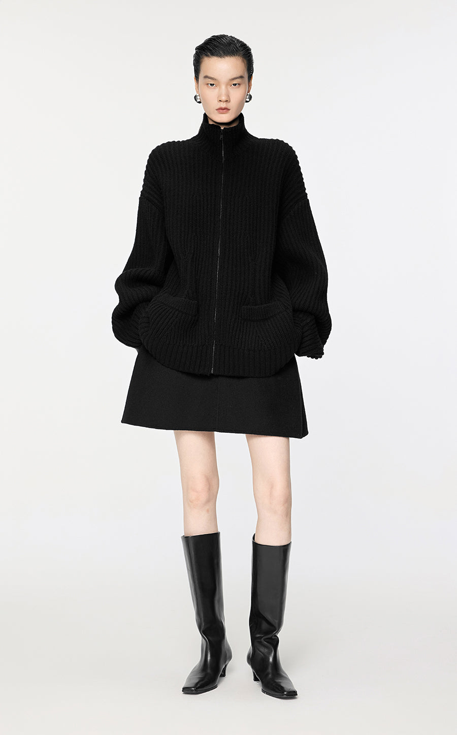 Skirt / JNBY A-Type Wool Short Waist Skirt Black