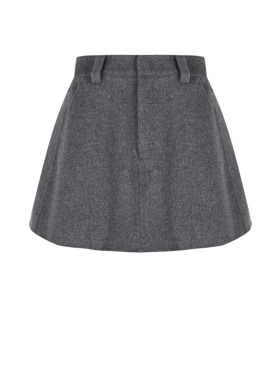 Skirt / JNBY A-Type Wool Short Waist Skirt Grey