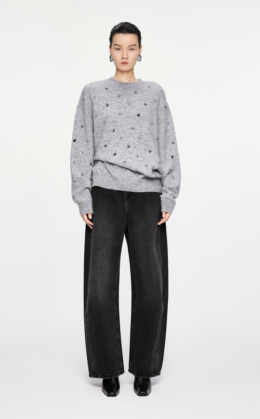Pants / JNBY Washed Denim Cotton Jeans Black