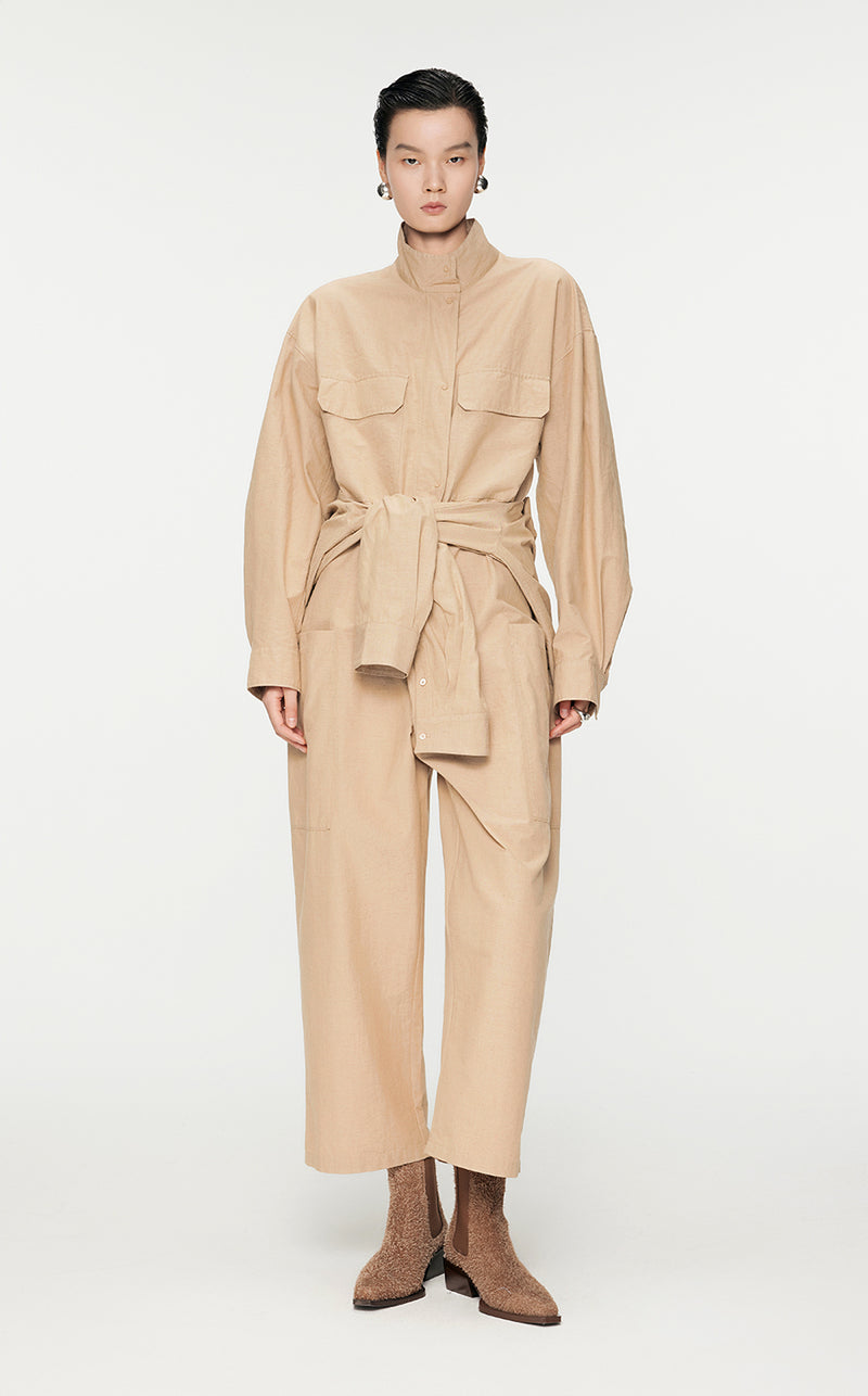 Jumpsuits / JNBY Oversize Eco-Friendly Cotton-Hemp Jumpsuits Khaki