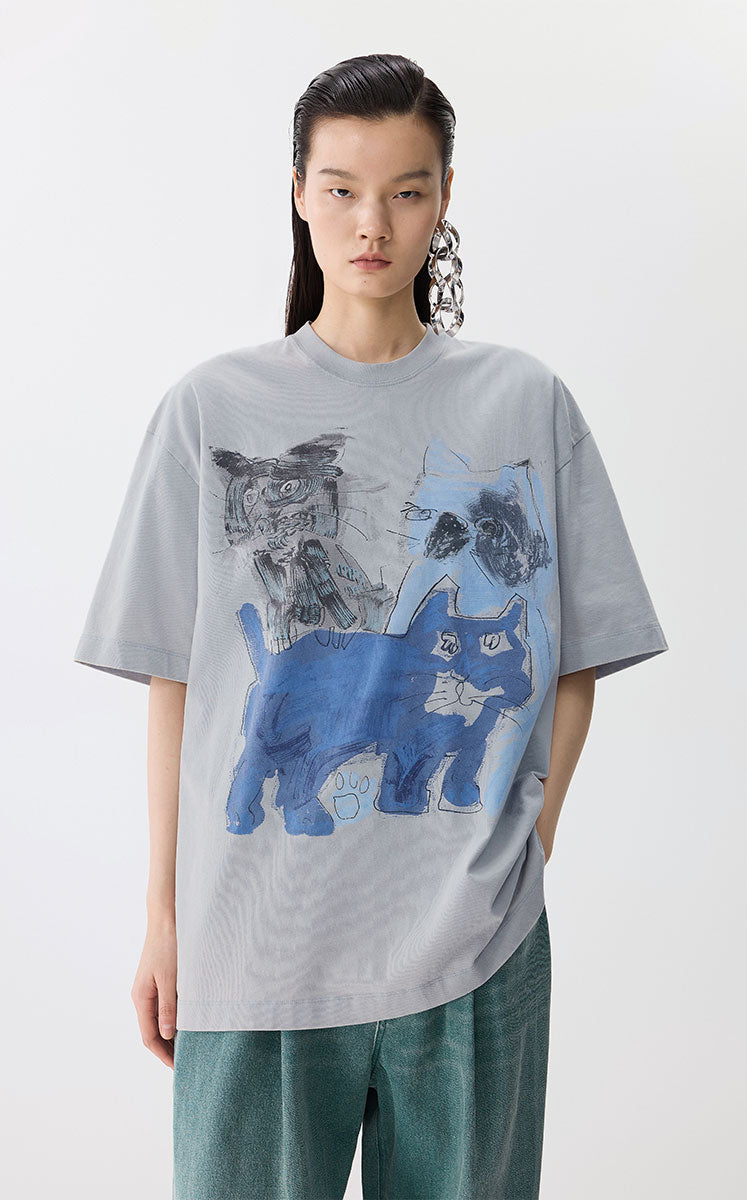 T-shirt / JNBY Oversized Graphic Cotton T-Shirt