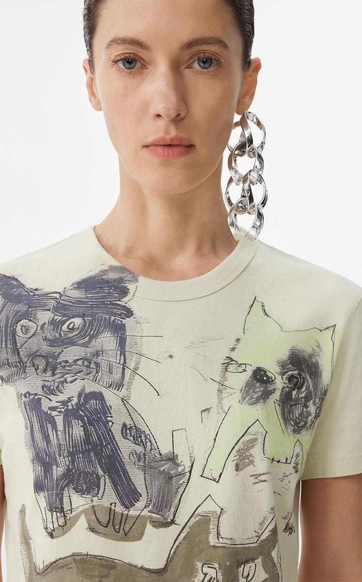 T-shirt / JNBY Playful Cat Graphic Cotton T-Shirt