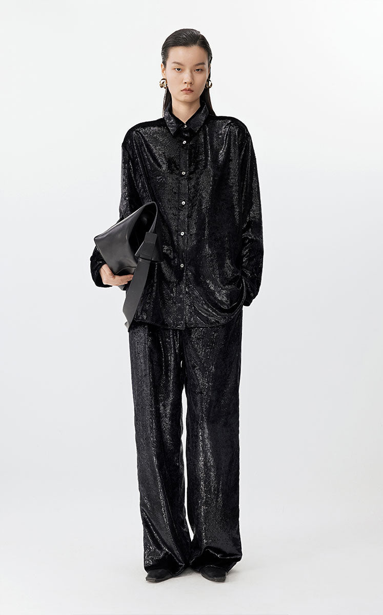 Shirt / JNBY Blended Corduroy Long Sleeve Shirt Black