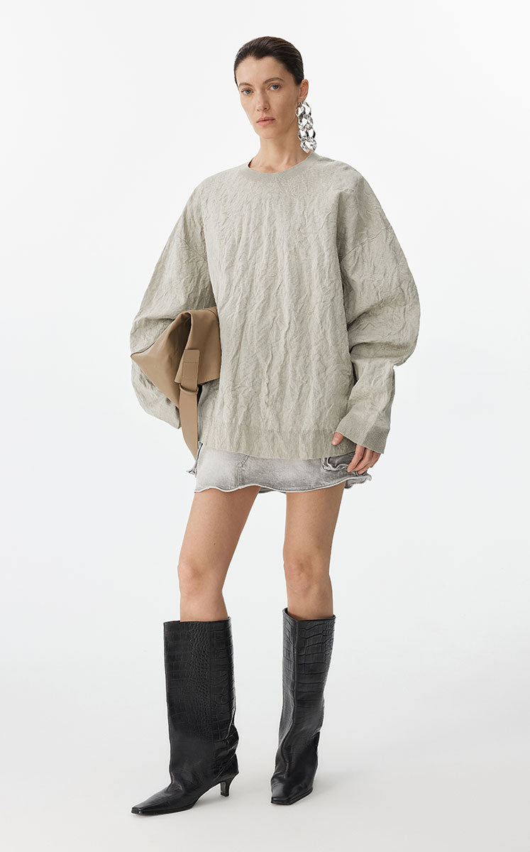 Sweater / JNBY Oversized Pleated Knit Sweater Khaki