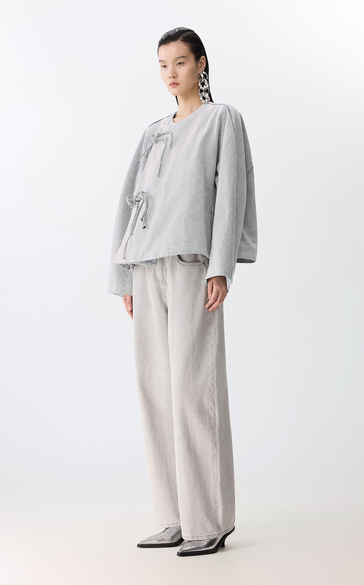 Coat / JNBY Oversized Chinese-Inspired Denim Jacket