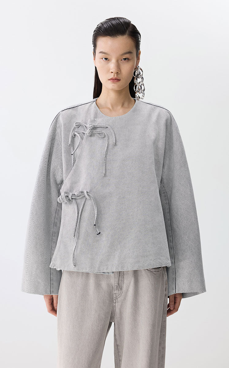 Coat / JNBY Oversized Chinese-Inspired Denim Jacket