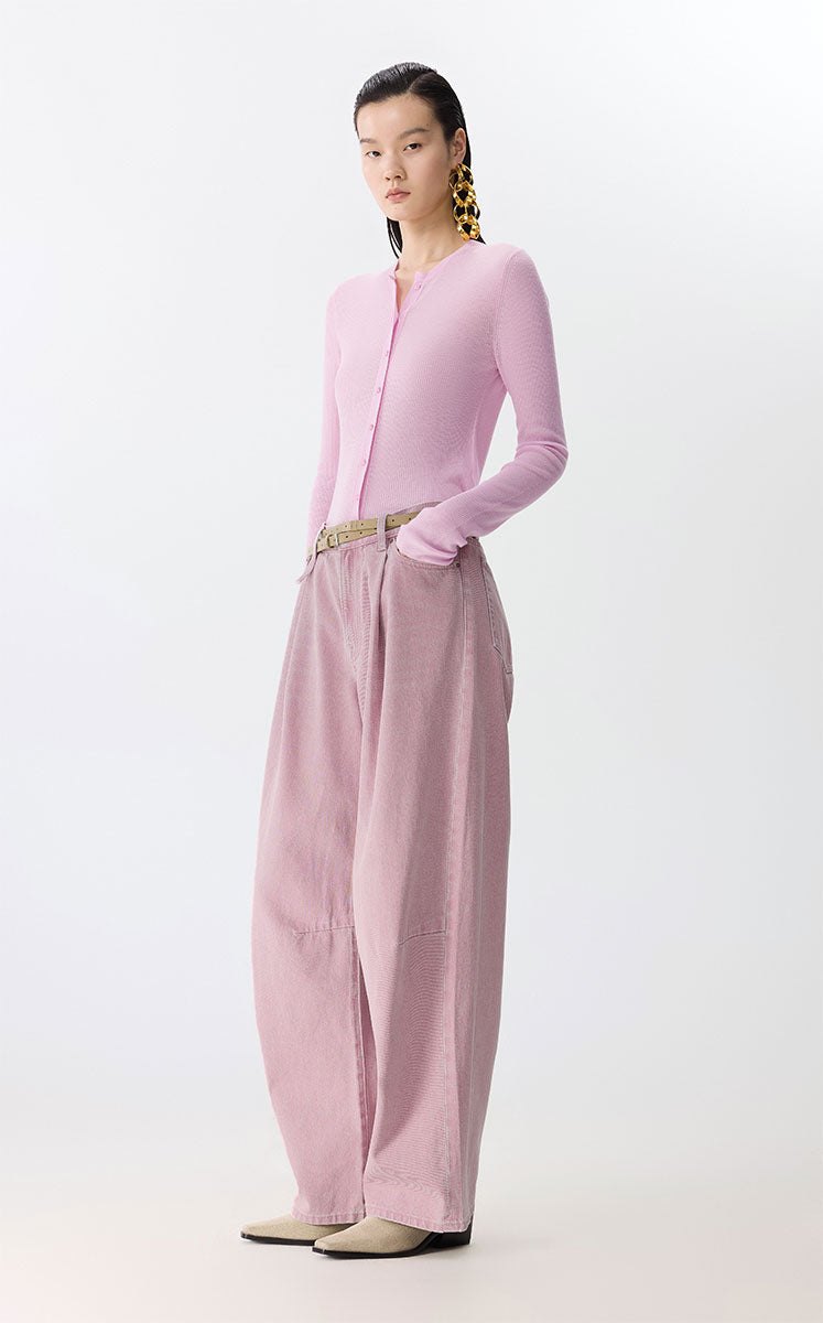 Pants / JNBY Straight-Leg Cuffed Denim Jeans Pink