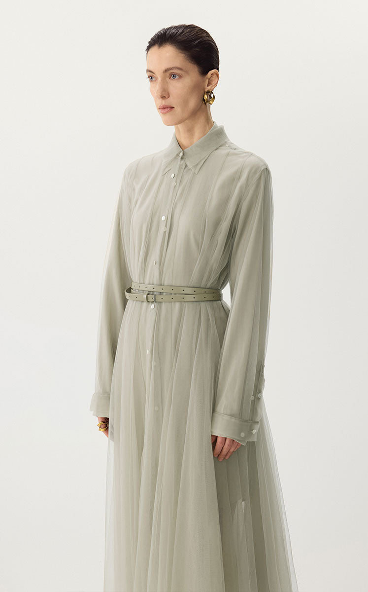 Dress / JNBY A-Line Mesh Long-Sleeve Dress-2-in-1 Design
