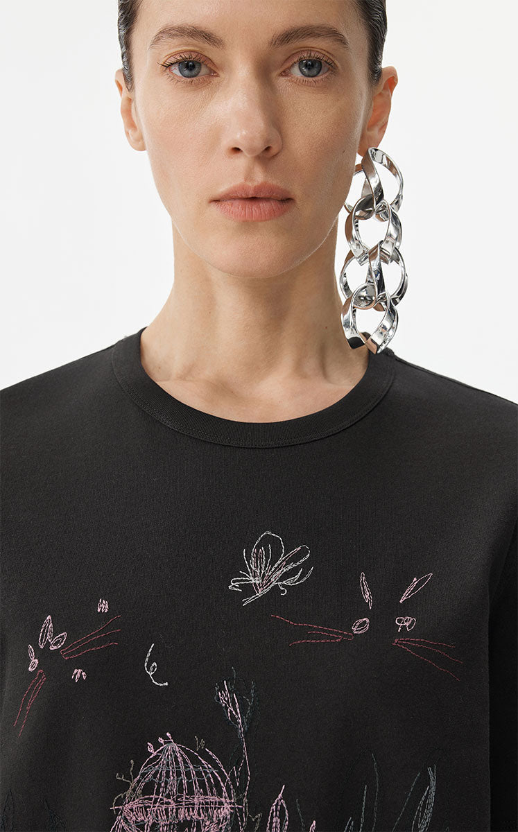 T-shirt / JNBY Hand-Drawn City Park Cotton T-Shirt