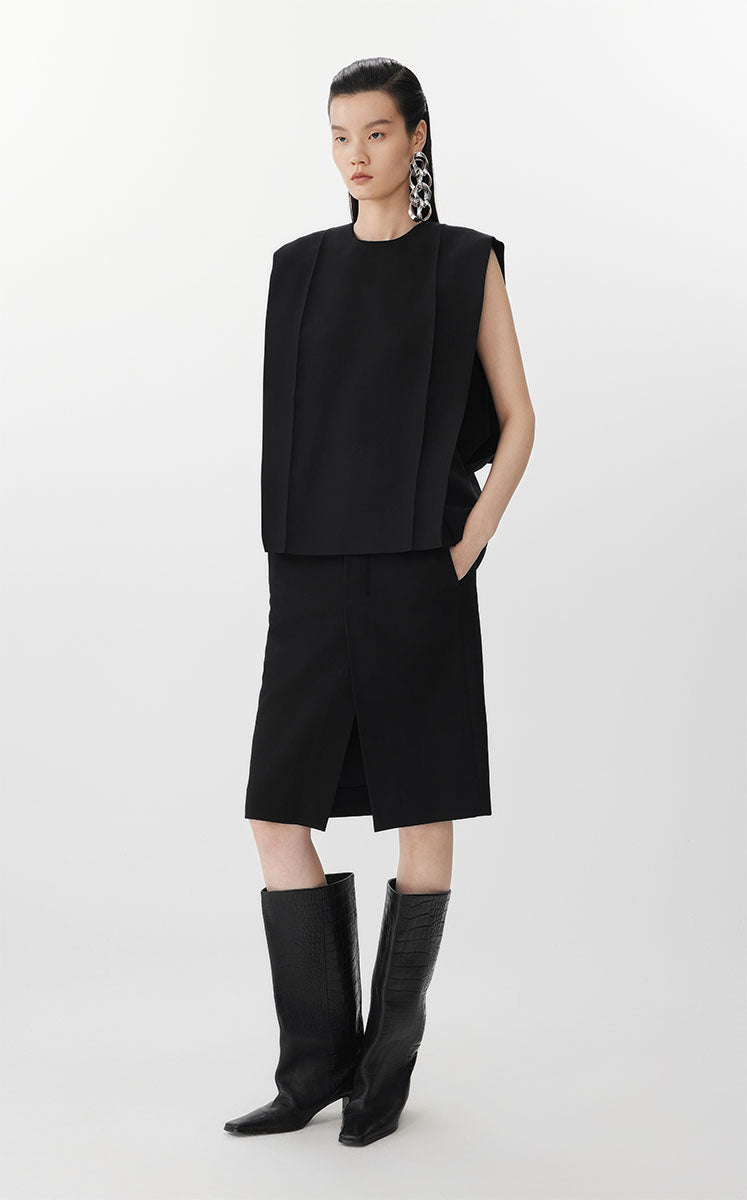 Shirt / JNBY Wool-Silk Sleeveless Top Black