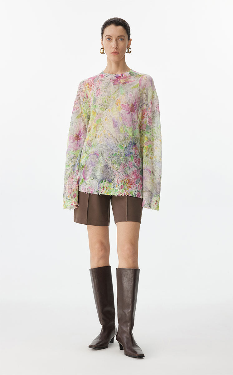 Sweater / JNBY Watercolor Floral Oversized Knit Sweater Multicolor system mixed