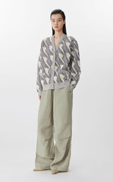 Sweater / JNBY Geometric Pattern Midi Knit Cardigan